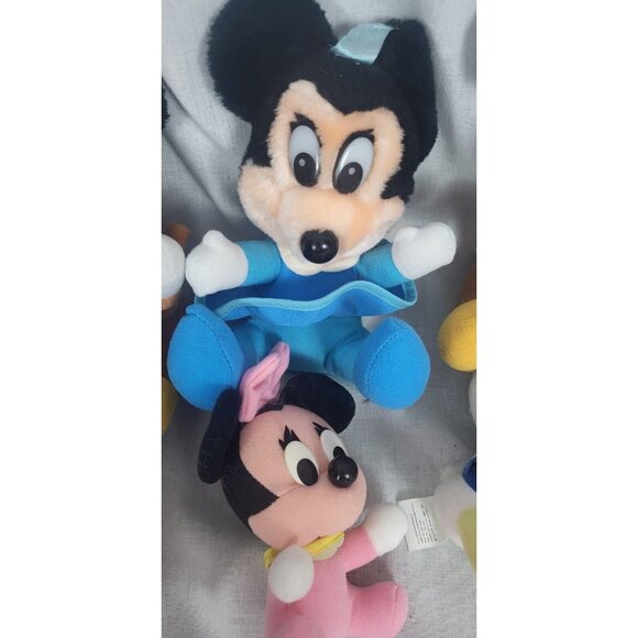 Set Of 9 Disney babies baby Mickey Mouse Minnie Goofy Donald & Daisy Duck Plush - Picture 2 of 8